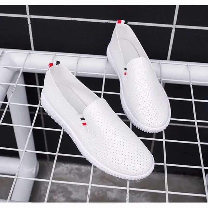 Espadrille Slip On - 여성 운동화 화이트 플랫 컷 아웃
