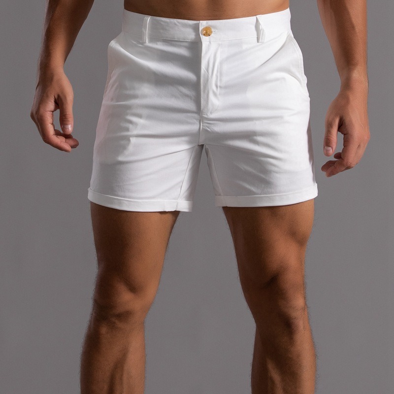 Shorts Chino Slim - 남성 슬림핏 치노 반바지 롤업 밑단