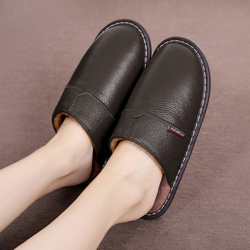 Flip Flop Leather Men - 브랜드 홈 가죽 슬리퍼 남녀 수제