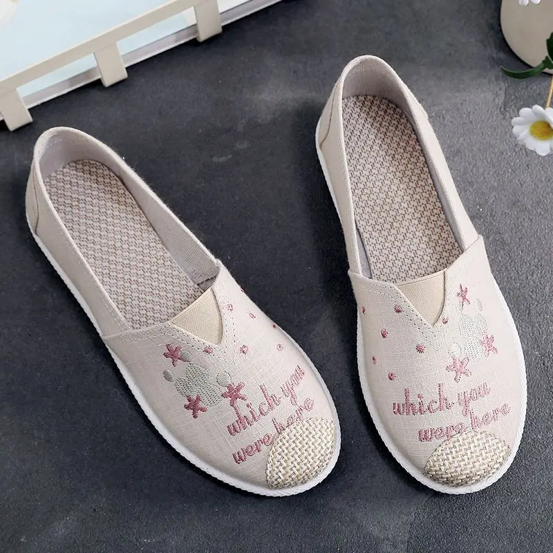Espadrille Slip On - 귀여운 슬립온 라운드 토 여성 신발