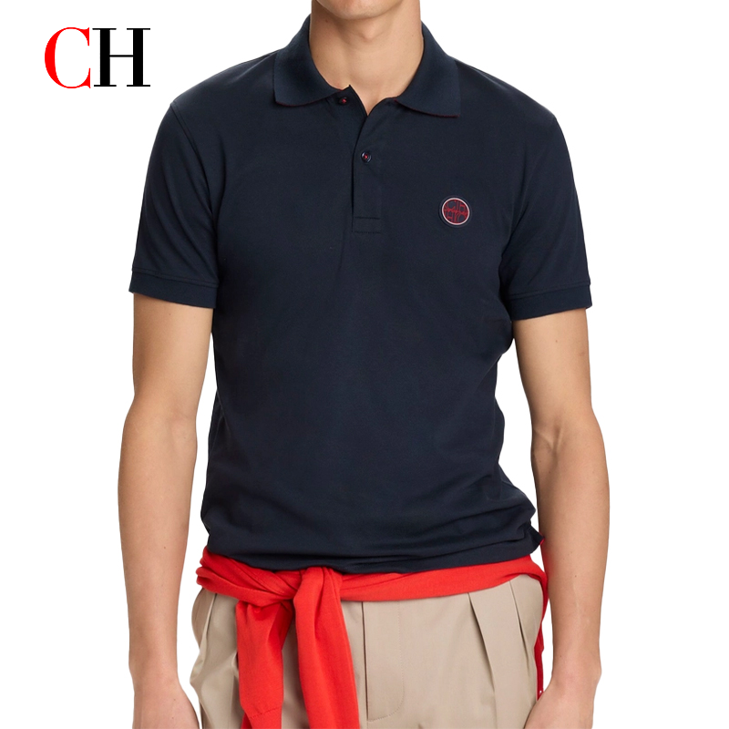 Polo Shirt Pique - CH 레드 액센트 원형 고무 패치