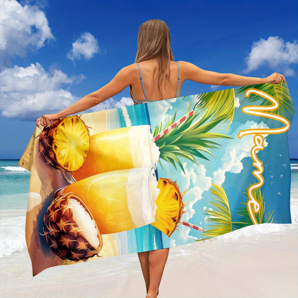 Beach Towel Large - 1개 맞춤형 이름 비치 타월 텍스트/이름