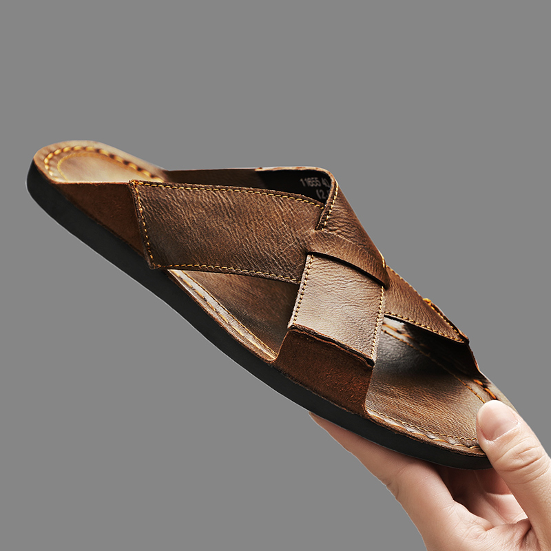 Flip Flop Leather Men - 패션 정품 가죽 남성 슬리퍼 여름