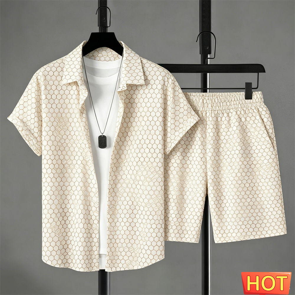 Shirt Camp Collar - 여름 남성 셔츠 세트 그라데이션 레저