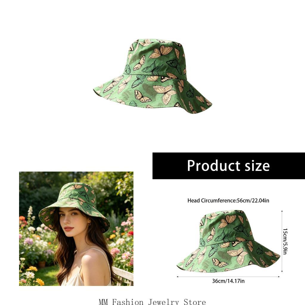 Packable Hat Nylon - 녹색 프린트 버킷햇 부드러운 폴리에스터 어부