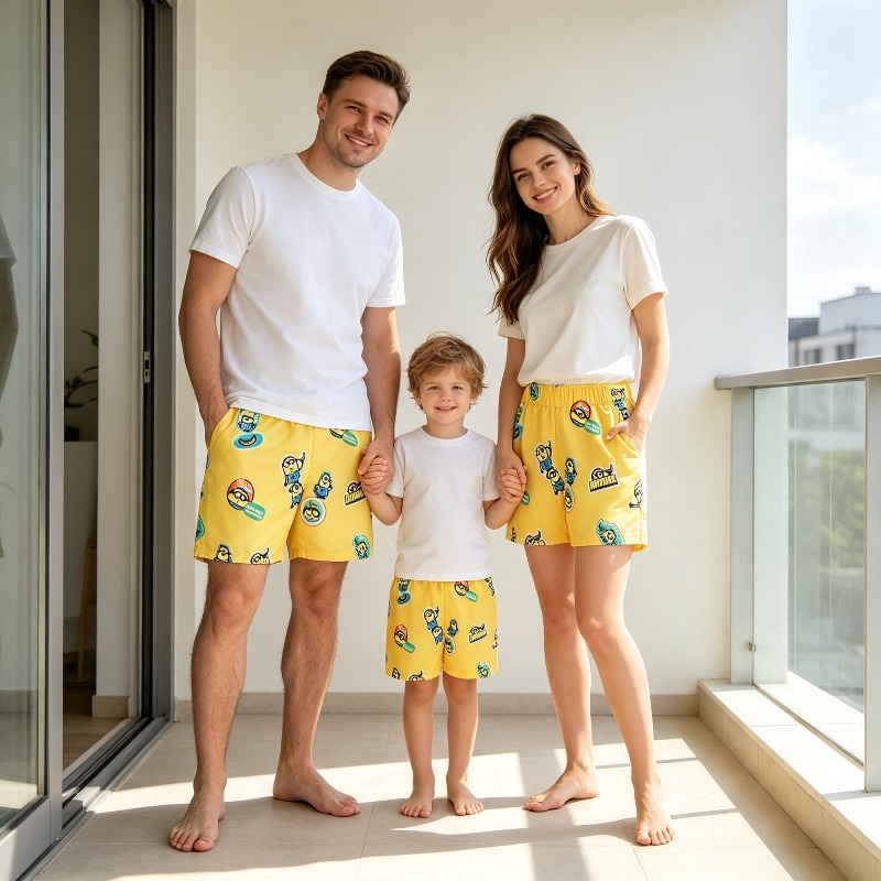 Trunks Board Surf - 소년 미니언즈 프린트 수영 반바지 퀵드라이