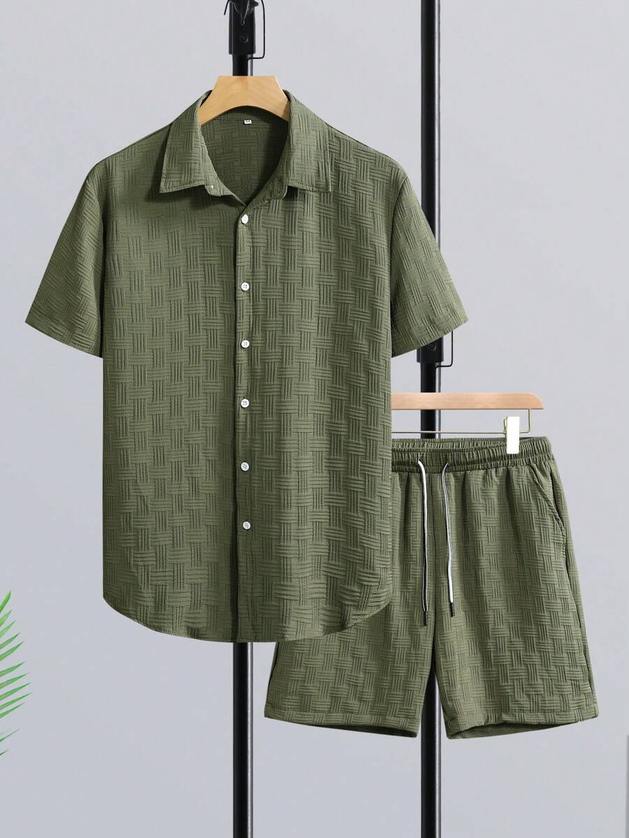 Short Linen Drawstring - 맨피니티 RSRT 남성용 성숙한 휴가용 반팔