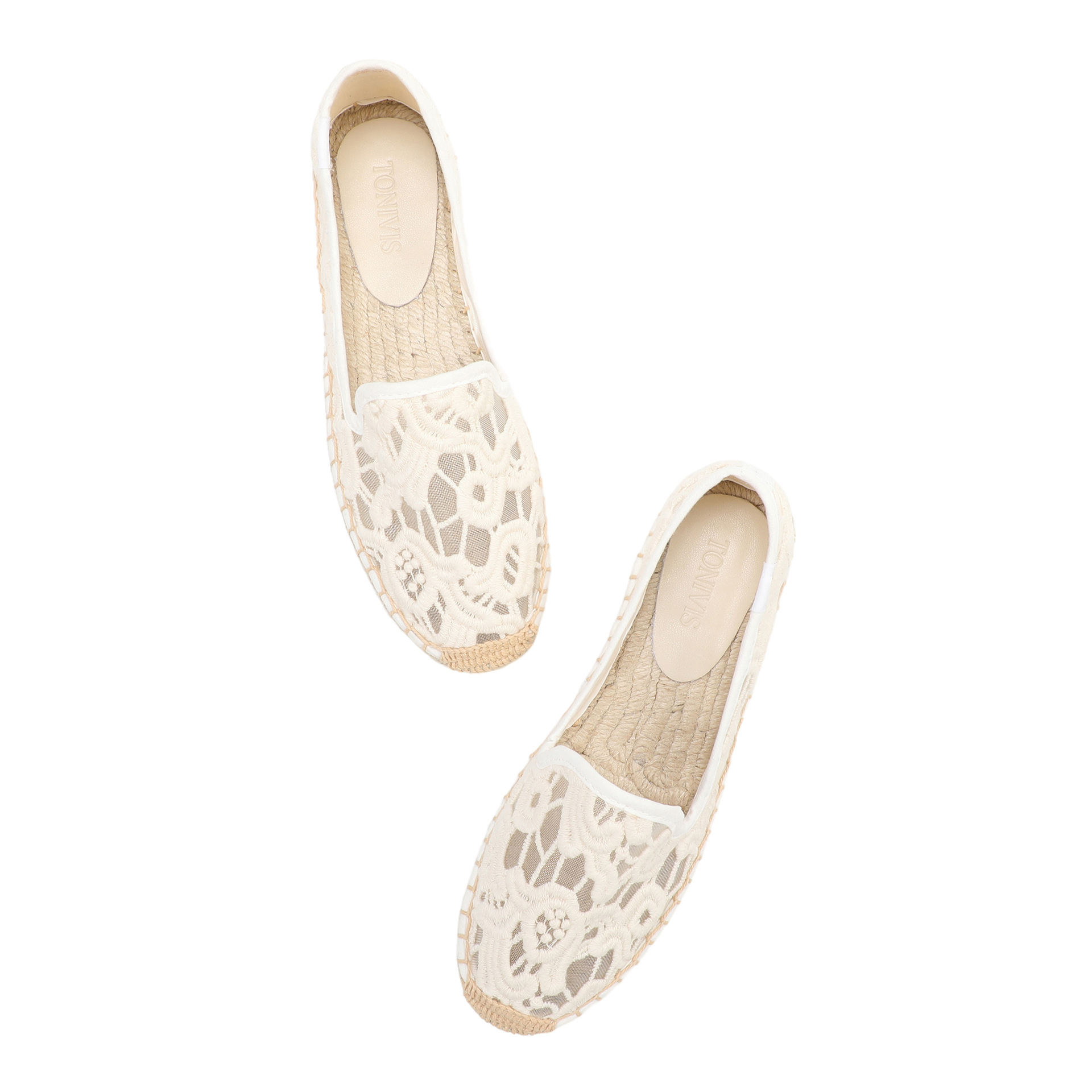 Espadrille Slip On - 여성 레이스 에스파드리유 플랫 슬립온 우아한