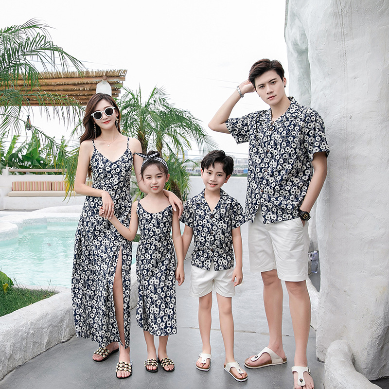 Resort Shirt Floral - 가족 커플룩 플로럴 슬릿 캐미 맥시