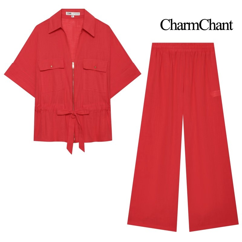 CHARMCHANT 여성용 솔리드 리넨 블렌드 투피스  - Short Linen Drawstring 리뷰 및 가격