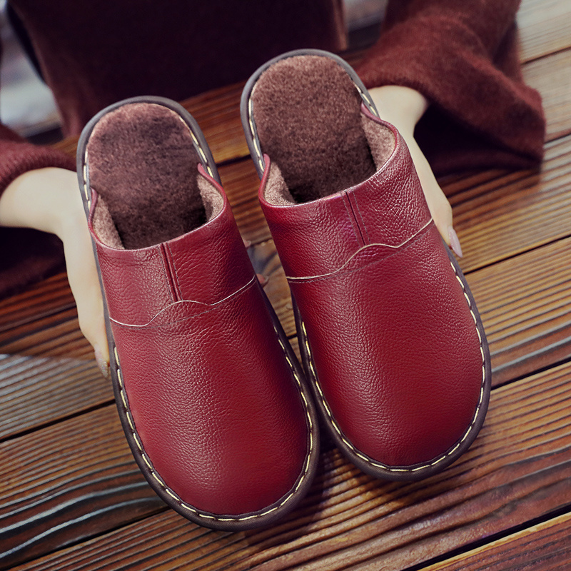 브랜드 홈 가죽 슬리퍼 남녀 수제 스티치 퍼 슬리퍼 실 - Flip Flop Leather Men 리뷰 및 가격