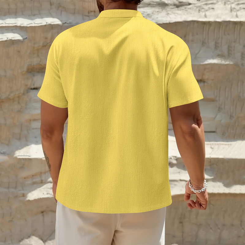 남성 코튼 린넨 헨리넥 셔츠 반팔 밴드 칼라 버튼 가슴 - Linen Shirt Breathable 리뷰 및 가격