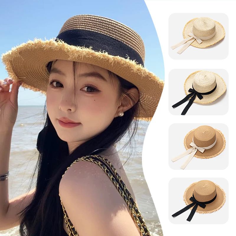 여성용 밀짚 햇빛 가리개 모자, 리본 장식 여름 해변  - Packable Hat Nylon 리뷰 및 가격