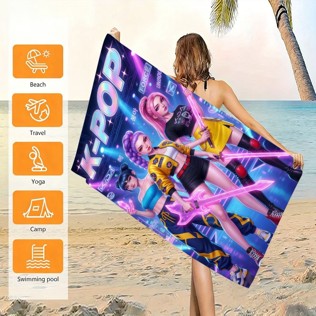 K-Pop 아이돌 프린트 대형 비치 타월 빠른 건조 모 - Beach Towel Large 리뷰 및 가격