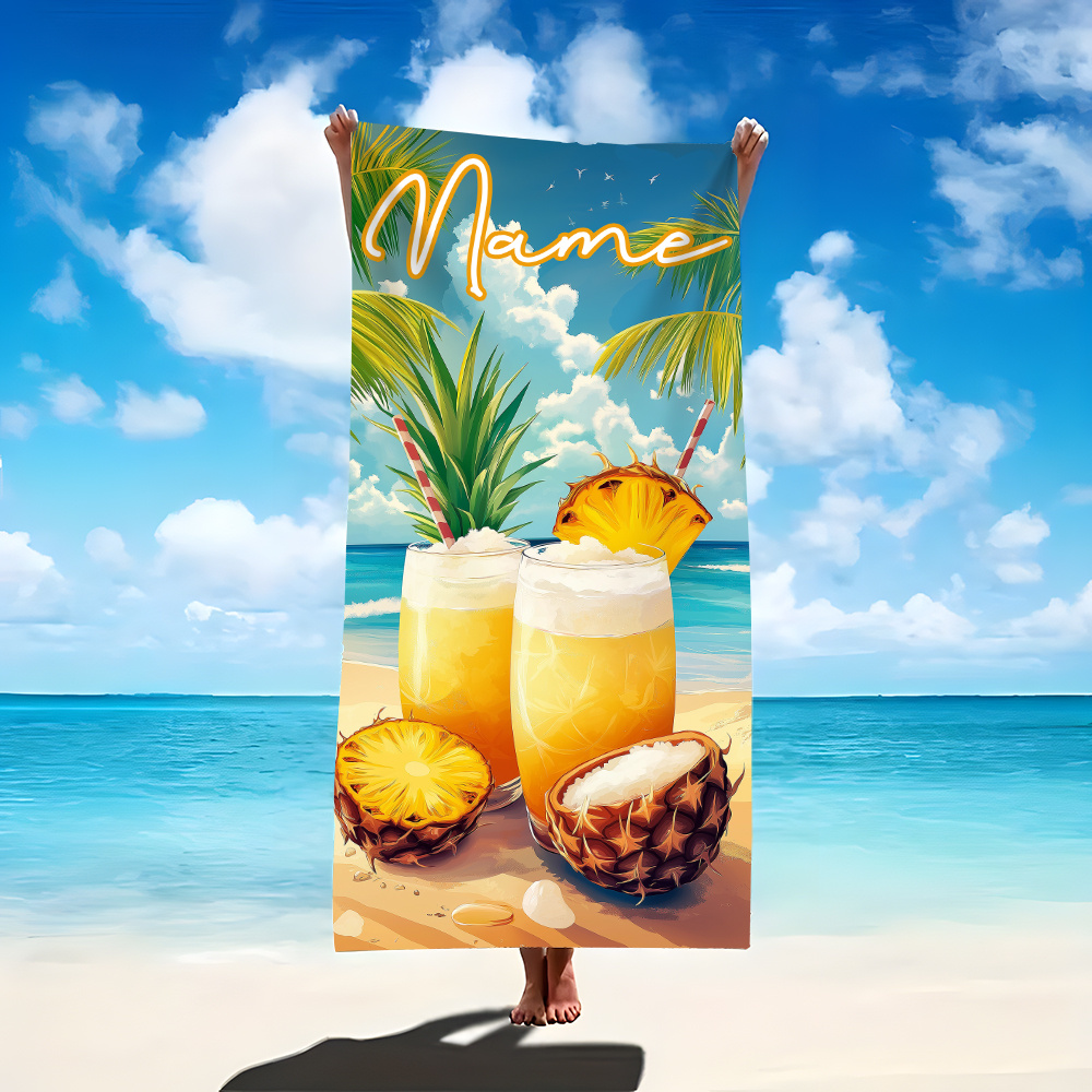 1개 맞춤형 이름 비치 타월 텍스트/이름 인쇄 가능,  - Beach Towel Large 리뷰 및 가격
