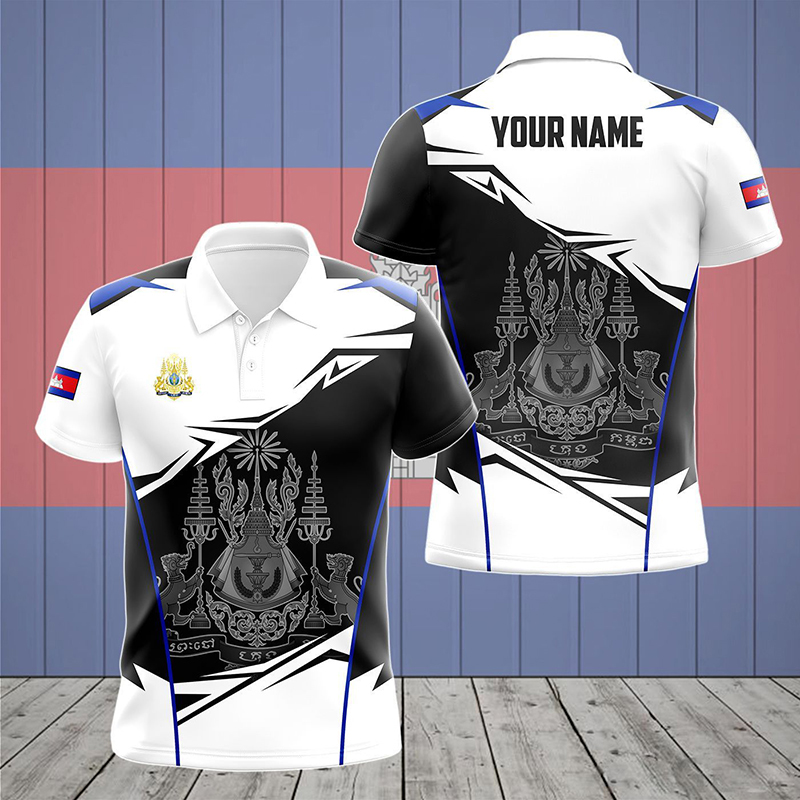 맞춤 이름 캄보디아 국기 그래픽 폴로 셔츠 여름 캐주얼 - Shirt Camp Collar 리뷰 및 가격