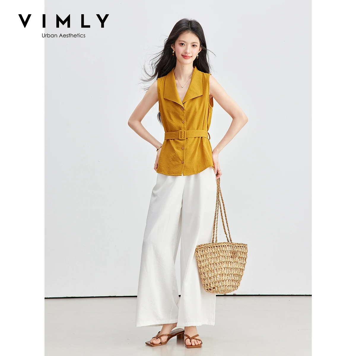 VIMLY 여성 여름 통근복 2026 새로운 민소매 셔 - Shirt Camp Collar 리뷰 및 가격