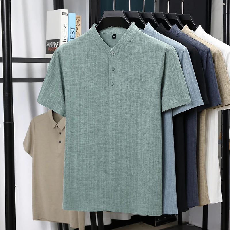 남성용 만다린 칼라 하프 플래킷 리넨 텍스처드 반팔 셔 - Linen Shirt Breathable 리뷰 및 가격