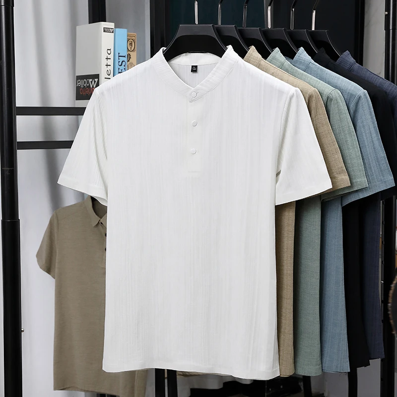 남성용 만다린 칼라 하프 플래킷 리넨 텍스처드 반팔 셔 - Linen Shirt Breathable 리뷰 및 가격