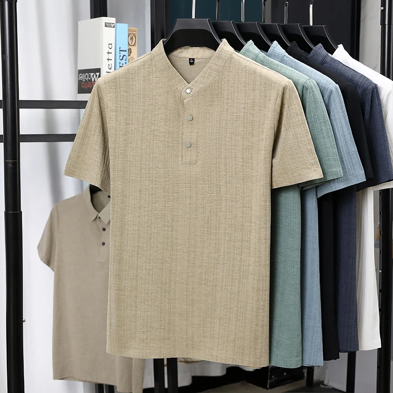 남성용 만다린 칼라 하프 플래킷 리넨 텍스처드 반팔 셔 - Linen Shirt Breathable 리뷰 및 가격