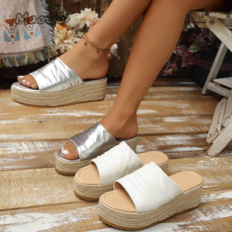 여성용 주름 장식 에스파드리유 웨지 슬라이드 샌들 오픈 - Espadrille Slip On 리뷰 및 가격