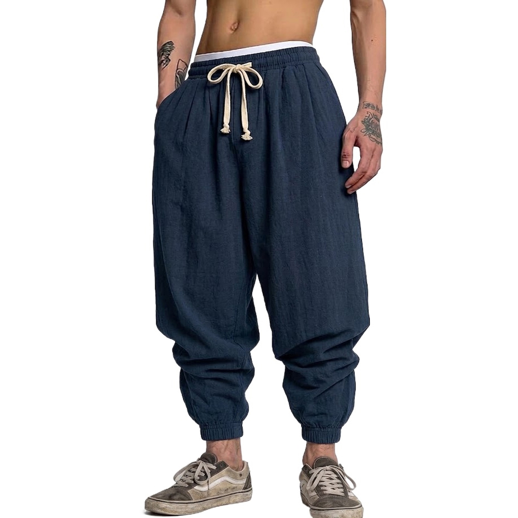 한국산 면 린넨 바지 가을 남성용 짐웨어 캐주얼 배기  - Short Linen Drawstring 리뷰 및 가격