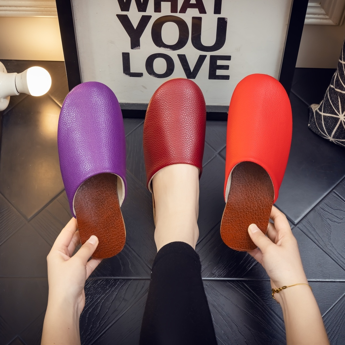 패션 블랙 가죽 슬리퍼 남성 간결한 중성 홈 가죽 슬라 - Flip Flop Leather Men 리뷰 및 가격