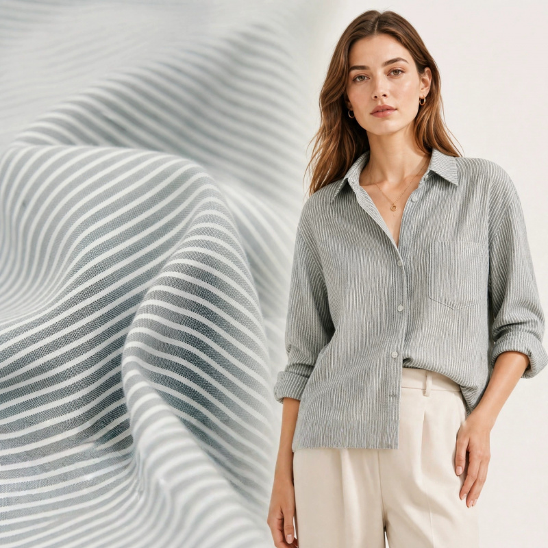 일본식 회백색 고급 줄무늬 통기성 면-린넨 원단으로 식 - Linen Shirt Breathable 리뷰 및 가격