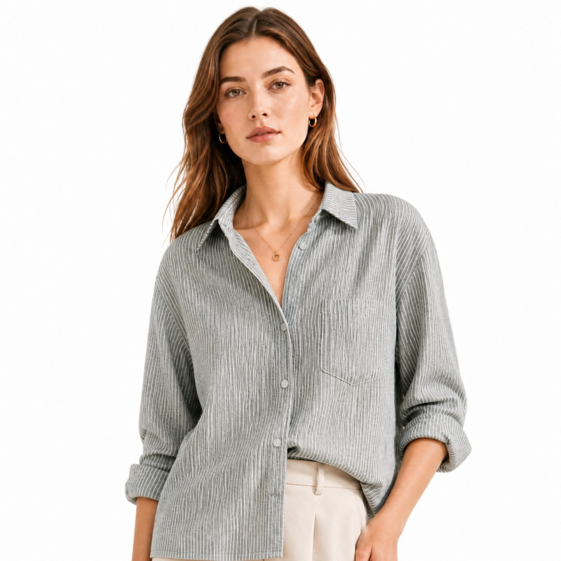 일본식 회백색 고급 줄무늬 통기성 면-린넨 원단으로 식 - Linen Shirt Breathable 리뷰 및 가격