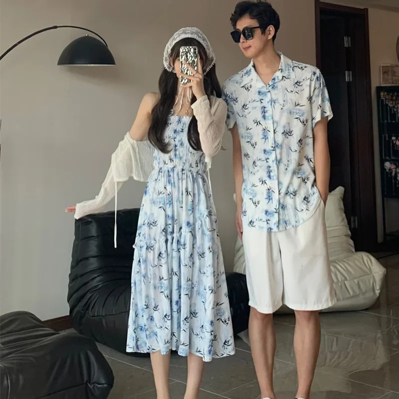 리조트 커플 룩 부모와 자녀 여름 옷 가족 일치하는 휴 - Resort Shirt Floral 리뷰 및 가격