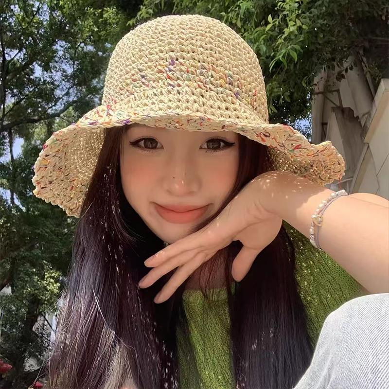 여성용 손으로 짠 무지개 밀짚 버킷햇, 한국 스타일 통 - Bucket Hat Straw 리뷰 및 가격