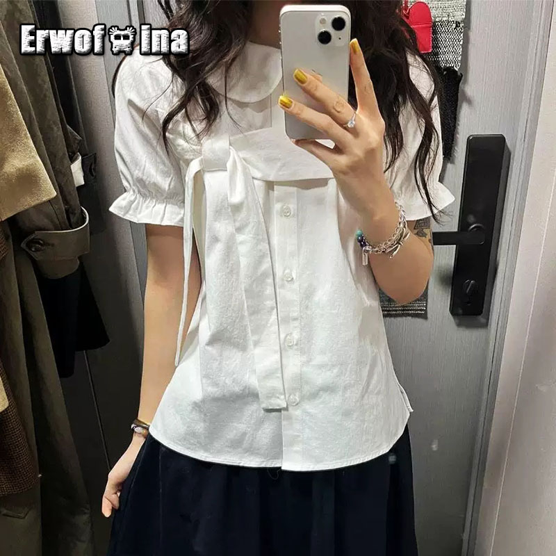 Erwofeina 피터팬 칼라 프레피 스타일 여성 셔츠 - Shirt Camp Collar 리뷰 및 가격