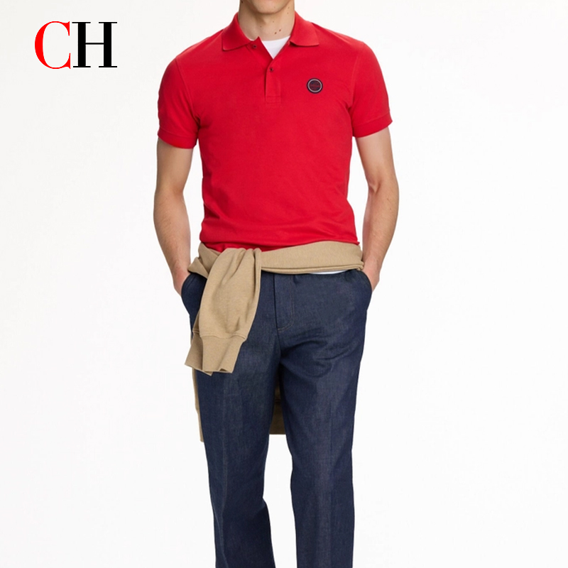 CH 레드 액센트 원형 고무 패치 좌쪽 가슴 프리미엄  - Polo Shirt Pique 리뷰 및 가격