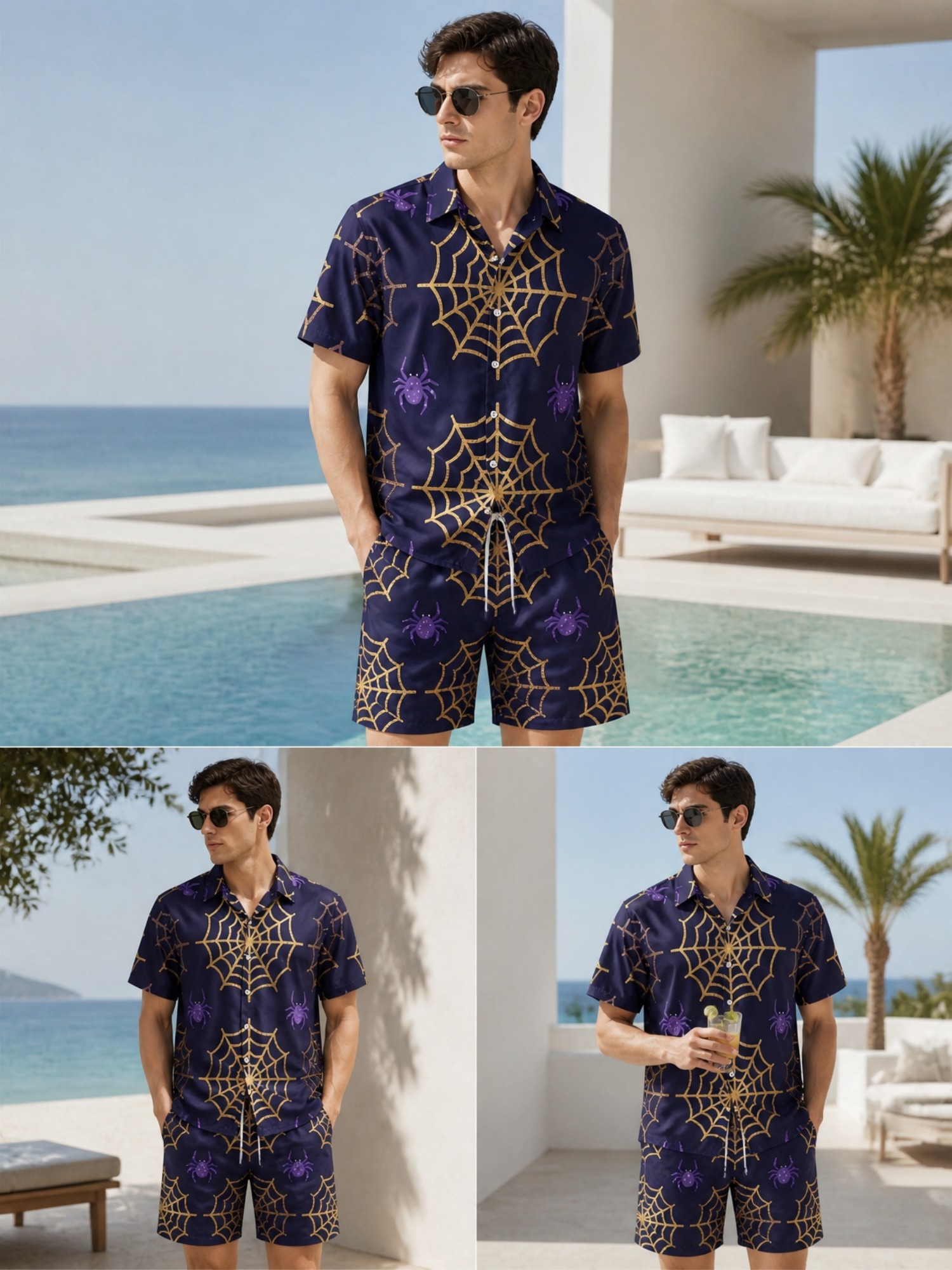 남성 여름 반팔 폴로 셔츠와 반바지 세트, 플로럴 프린 - Resort Shirt Floral 리뷰 및 가격