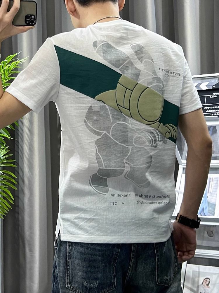카토엔 프린트 남성 티셔츠, 흰색 리넨 상의, 그래픽  - Short Linen Drawstring 리뷰 및 가격