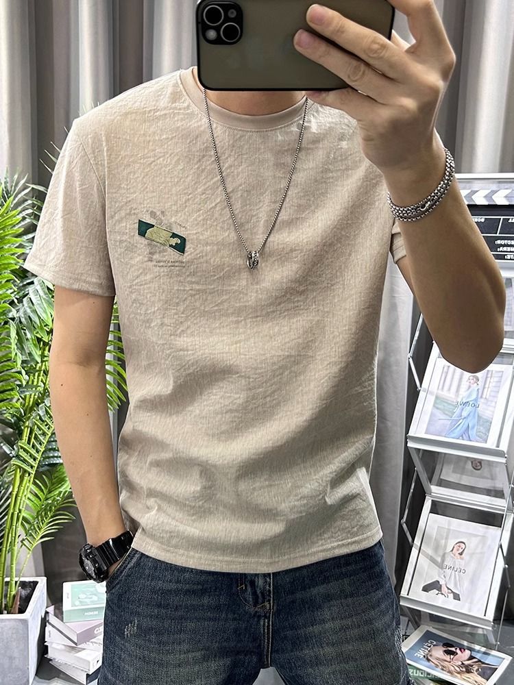 카토엔 프린트 남성 티셔츠, 흰색 리넨 상의, 그래픽  - Short Linen Drawstring 리뷰 및 가격