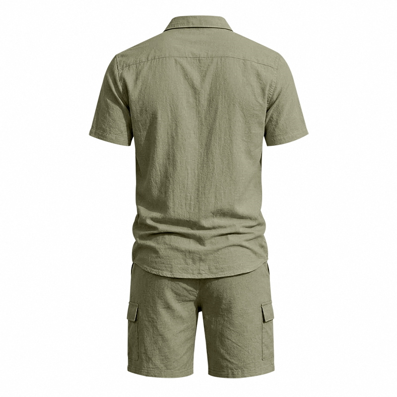 남성 여름 아메리칸 린넨 투피스 세트 반팔 셔츠 드로스 - Linen Shirt Breathable 리뷰 및 가격