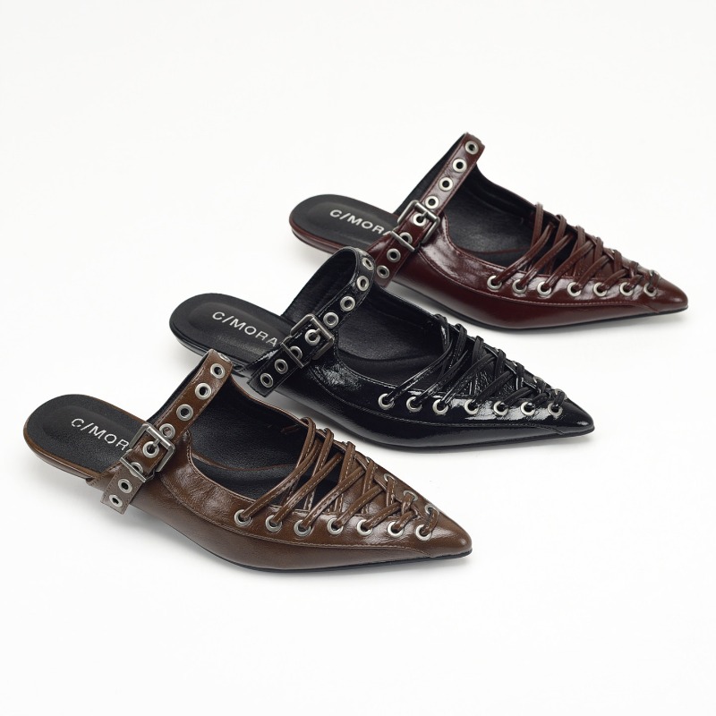 뾰족한 앞코 레이스업 여성 슬리퍼 여름 PU 가죽 낮은 - Casual Sandal Leather 리뷰 및 가격